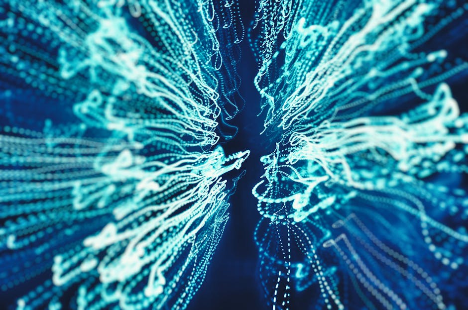 Seamless diamond wallpaper pattern — Glitch by wallpaper⁶ — base photo: Captivating abstract image with vibrant blue light trails creating a dynamic visual effect.