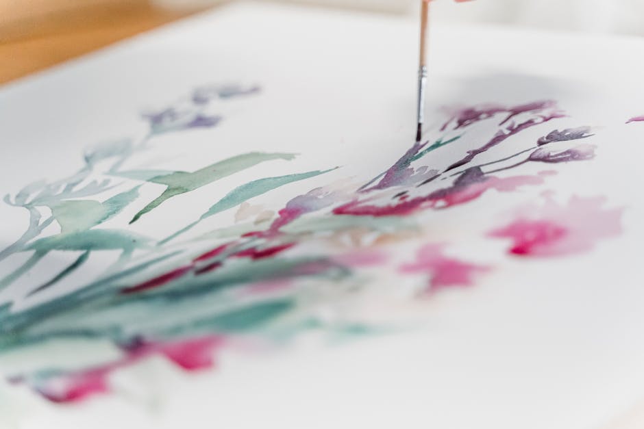 Seamless hex wallpaper pattern — Calligraphy by wallpaper⁶ — base photo: A soothing watercolor painting of delicate flowers in progress, highlighting soft brushstrokes.