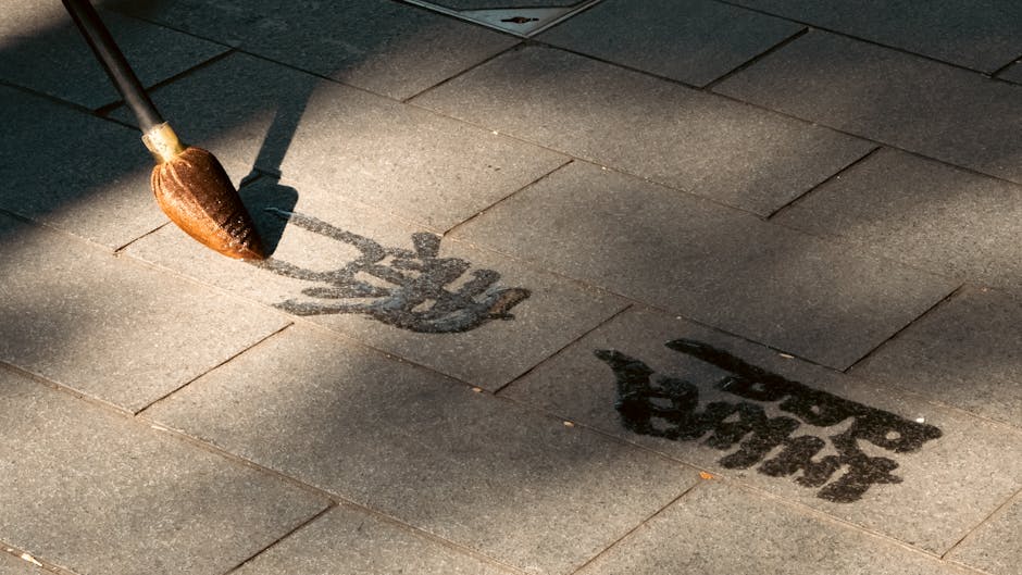 Seamless hex wallpaper pattern — Calligraphy by wallpaper⁶ — base photo: Water calligraphy art on urban pavement with sunlight shadows.