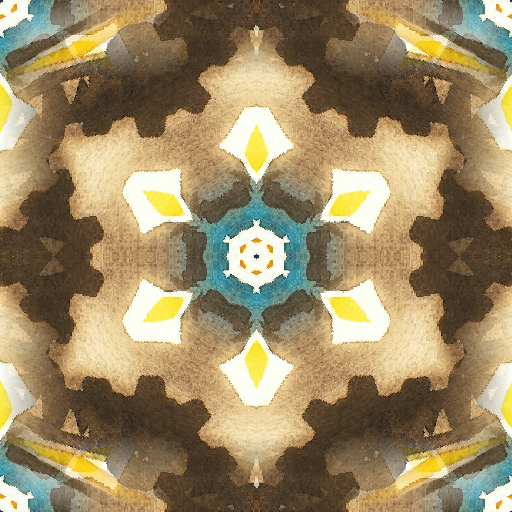 A vibrant kaleidoscopic pattern of watercolor lines and paper textures in blue, red, and yellow, forming a complex topological weave.