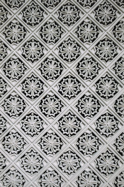 Seamless mirror wallpaper pattern — Geometry by wallpaper⁶ — base photo: Intricate geometric design from Malaysian architecture showcasing detailed craftsmanship and symmetr