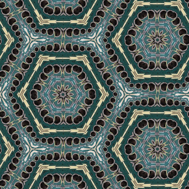 A seamless repeat tile of the Dane Data Grid pattern, showing interlocking blue and grey geometric shapes arranged in a brick layout, representative of Data Visualization. — base photo: A close-up of the 'Dane Data Grid' self-adhesive wallpaper. Interlocking geometric tiles in varying 