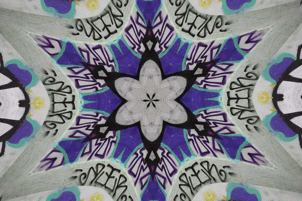 Seamless hex wallpaper pattern — Calligraphy by wallpaper⁶ — base photo: A kaleidoscope image with graffiti-like elements.