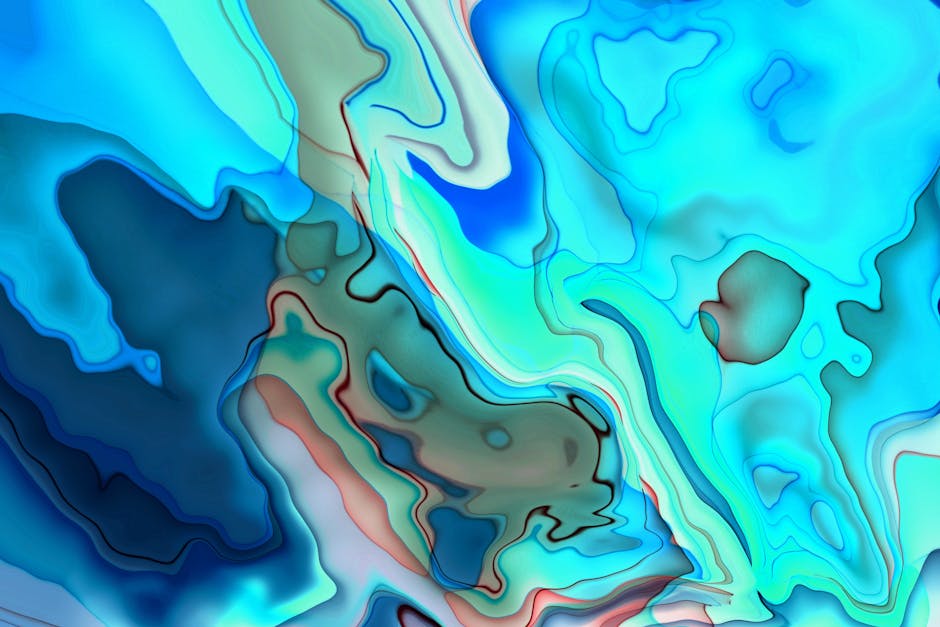 Fractals Pinwheel wallpaper pattern — base photo: Colorful abstract art featuring swirling patterns of blue, green, and beige, creating a fluid and dy