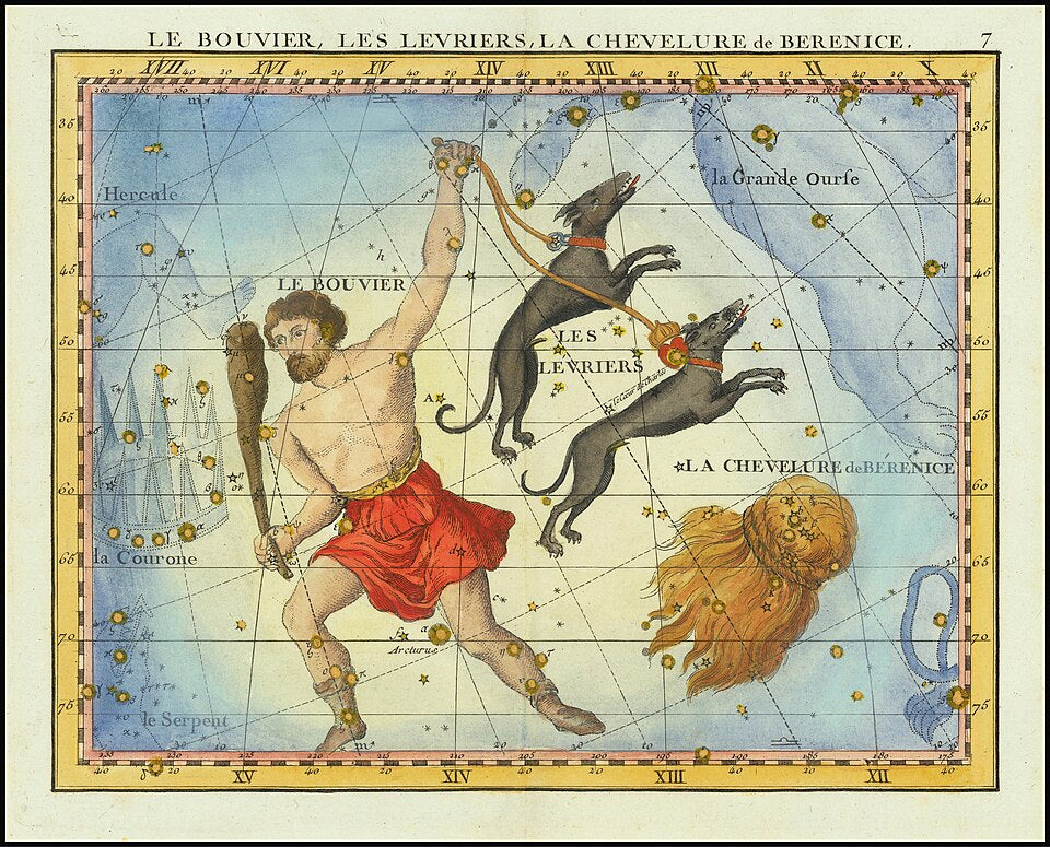 Seamless brick wallpaper pattern — Cartography by wallpaper⁶ — base photo: File:1776 star chart of the constellations Comae Berenices, Bootes & Cannes Venatici and neighboring
