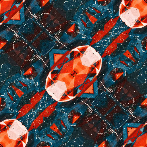 An abstract diamond-shaped pattern of glowing amber and gold crystalline shapes with dark, sharp angular transitions.