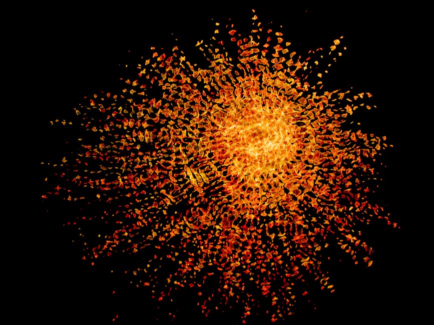 Seamless mirror wallpaper pattern — Glitch by wallpaper⁶ — base photo: Explosive abstract art with vibrant orange and gold textures on a dark background.