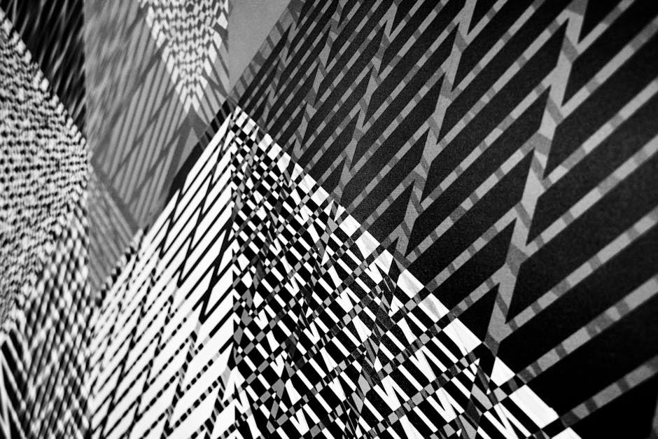 Black and white geometric pattern with sharp angles and high contrast, arranged in a diamond symmetry. Data visualization inspired. — base photo: A sharp, high-contrast geometric pattern in black and white. The design features interconnected angu