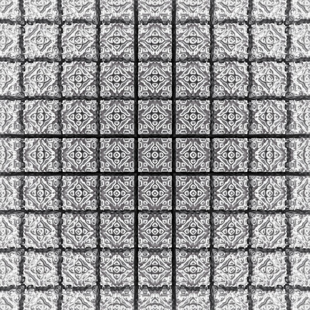 A black and white Op-Art pattern with Mirror symmetry forming a rhythmic, circular vortex of interlocking geometric lines. — base photo: An intricate digital rendering of sharp black lines on a white background, featuring varying thickne