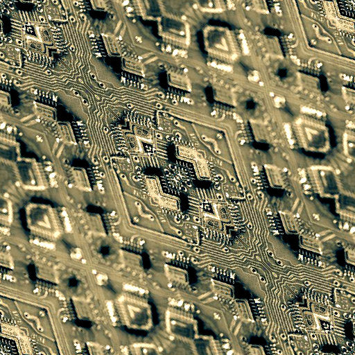 Intricate microchip circuit board pattern with diamond symmetry, inspired by AI transformer technology. Wallpaper design.