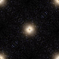 A repeating diamond-patterned wallpaper showing deep space nebulas and stars in shades of blue and purple.