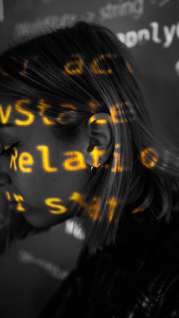 Seamless diamond wallpaper pattern — Data by wallpaper⁶ — base photo: Black and white side view of a woman with projected text highlighting technology themes.