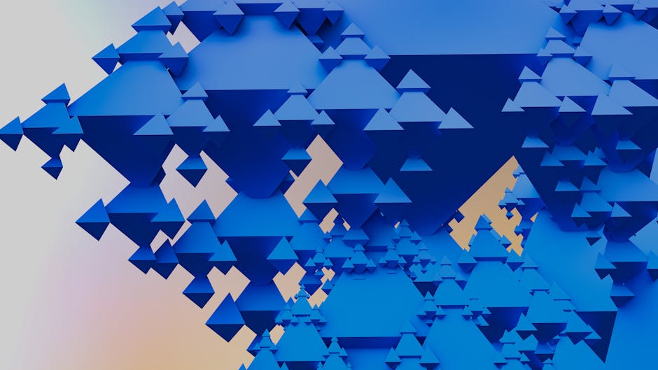 3D Rotation wallpaper pattern — base photo: Dynamic abstract art featuring blue triangles in geometric formation.