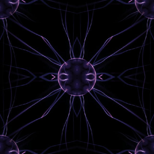 An intricate geometric wallpaper pattern in neon green and dark blue featuring symmetrical Mirror mode reflections.