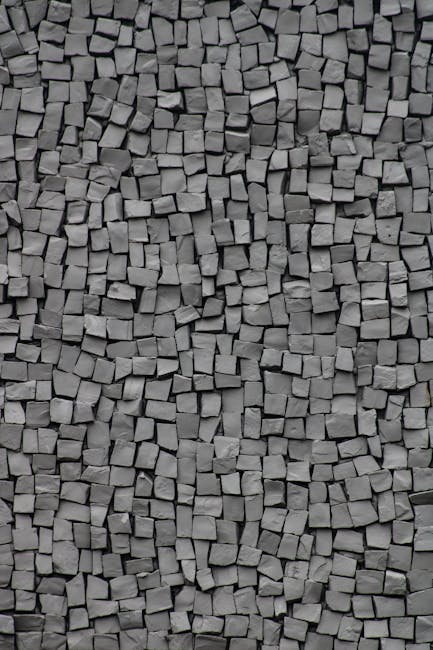 Seamless kaleidoscope wallpaper pattern — Geometry by wallpaper⁶ — base photo: Close-up of a textured gray stone mosaic wall with a geometric pattern. Ideal for backgrounds.
