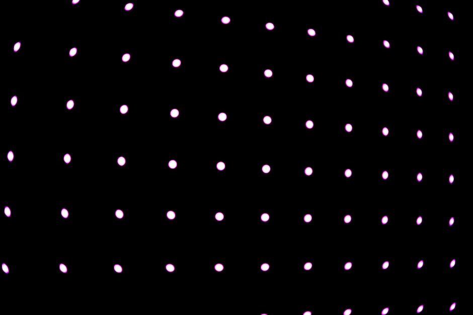 Seamless kaleidoscope wallpaper pattern — Glitch by wallpaper⁶ — base photo: Abstract image featuring a grid of glowing pink dots on a black background creating a vibrant patter