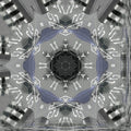 Self-adhesive wallpaper featuring a kaleidoscope pattern derived from a macro photograph of electronic circuit boards and components.