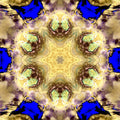 A seamless repeating wallpaper pattern inspired by mineralogy and the Dasht-e Kavir desert, featuring kaleidoscope symmetry.