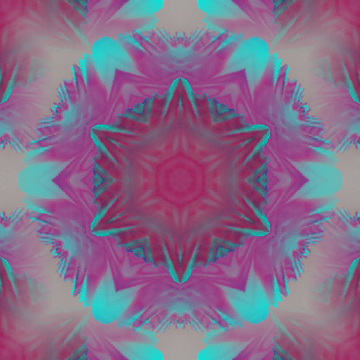 A radial monochrome pattern of sharp 3D prisms and geometric shapes in Kaleidoscope symmetry, featuring shades of black and grey.
