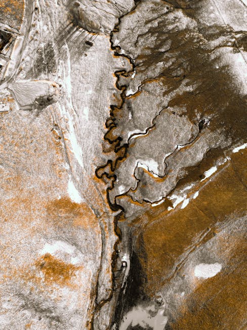Seamless hex wallpaper pattern — Cartography by wallpaper⁶ — base photo: Stunning aerial capture of a winding river amidst a snowy winter landscape.