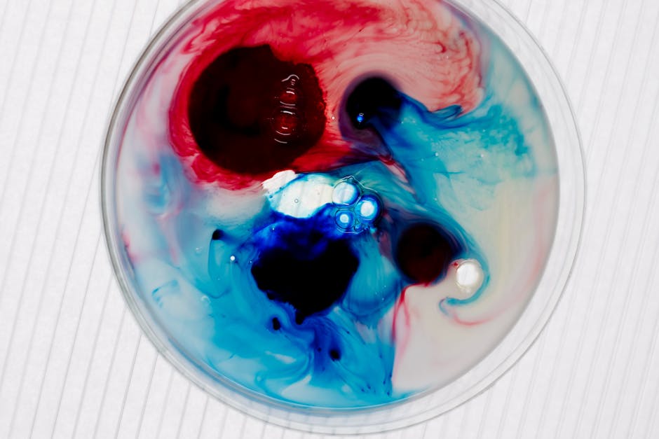 Seamless hex wallpaper pattern — Biochemistry by wallpaper⁶ — base photo: Vibrant abstract art formed by chemical reaction in a petri dish. Ideal for science concepts.
