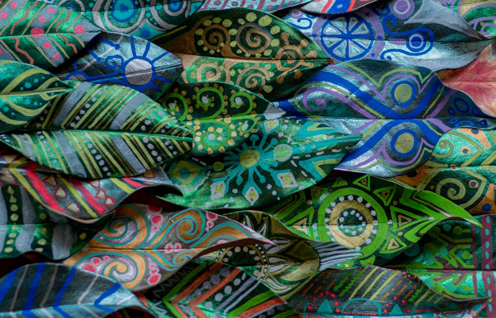 Seamless diamond wallpaper pattern — Origami by wallpaper⁶ — base photo: ornamental painted natural materials magnolia leaves