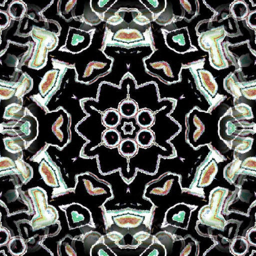 Möbius Twist Kaleidoscope seamless repeating pattern on self-adhesive wallpaper, inspired by topology, in shades of blue and white.