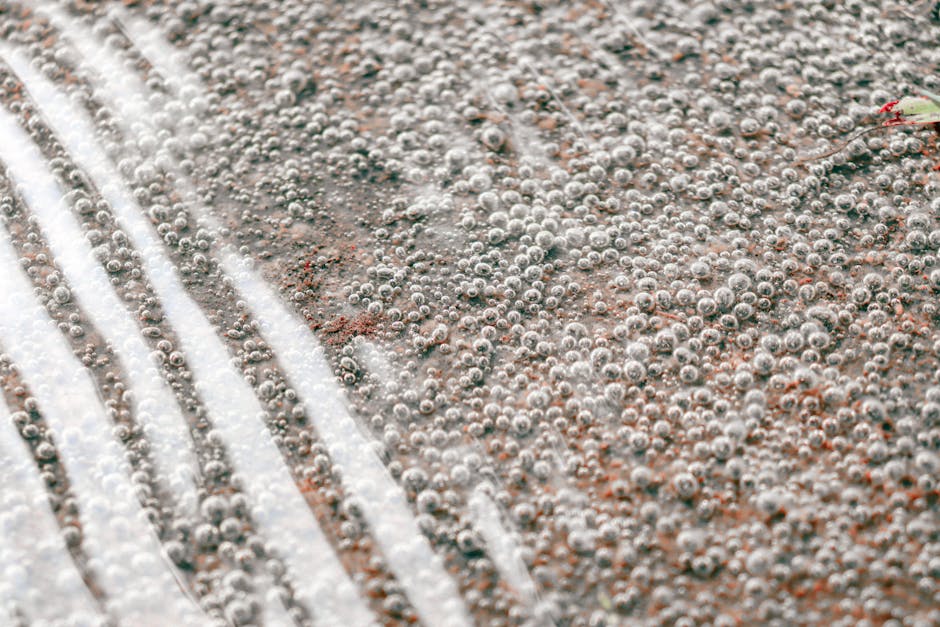 Chemistry Diamond wallpaper pattern — base photo: High-detail macro image showcasing air bubbles forming patterns on a wet surface.