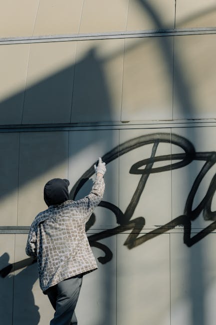 Seamless hex wallpaper pattern — Calligraphy by wallpaper⁶ — base photo: Hooded artist spray painting black graffiti on a building wall.