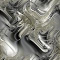 A seamless wave pattern featuring metallic-style twisted surfaces and rhythmic mathematical curves in a grey and white palette.