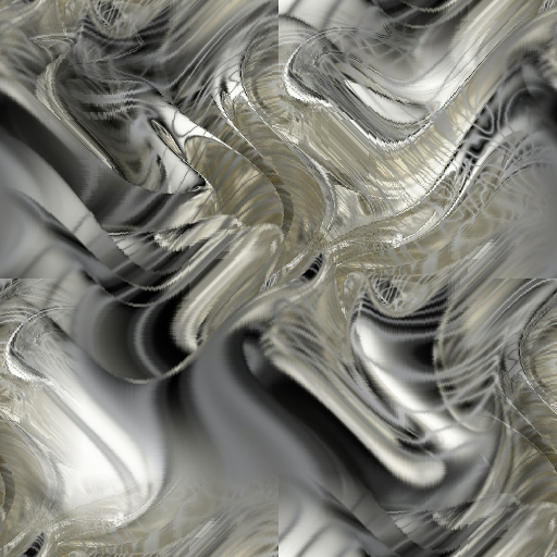A seamless wave pattern featuring metallic-style twisted surfaces and rhythmic mathematical curves in a grey and white palette.