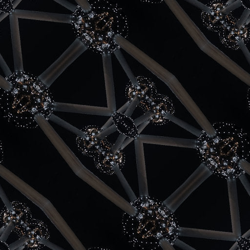 Seamless diamond symmetry pattern inspired by molecular physics and the Atomium at night.