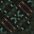 Abstract pattern of glass textures and green light, arranged in a diamond symmetry, inspired by lab beakers.