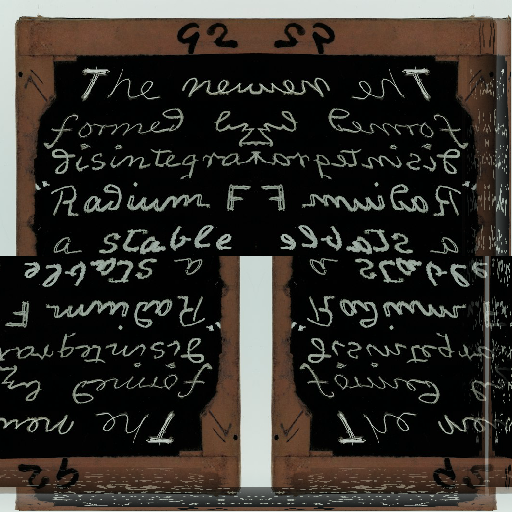 A staggered brick pattern of vintage white scientific equations and chemical notations on a dark chalkboard background.