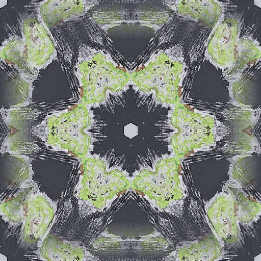 A mesmerizing kaleidoscope pattern in vibrant abstract colors, created from an acrylic pour fluid art design. Seamless repeat tile for wallpaper.