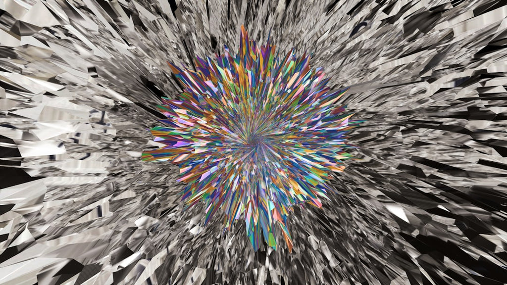 Seamless kaleidoscope wallpaper pattern — Glitch by wallpaper⁶ — base photo: Light In The Tunnel | Blender 3D
