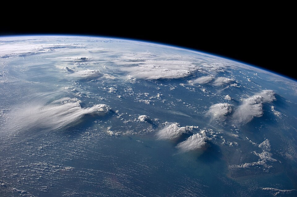 Meteorology Wave wallpaper pattern — base photo: File:ISS-40 Thunderheads near Borneo.jpg