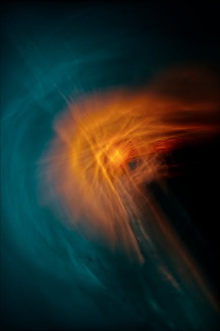 Seamless pinwheel wallpaper pattern — Cosmology by wallpaper⁶ — base photo: A vibrant abstract design with swirling energy in blue and orange tones, evoking cosmic motion.