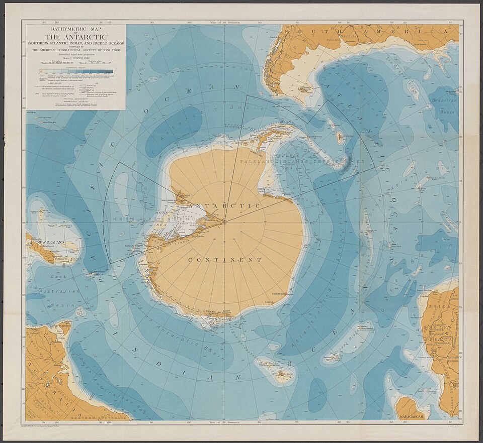 Seamless hex wallpaper pattern — Cartography by wallpaper⁶ — base photo: File:Bathymetric map of the Antarctic, 1929.jpg
