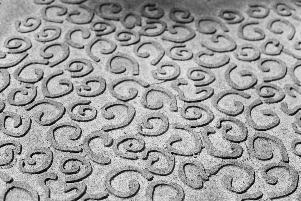 3D Brick wallpaper pattern — base photo: a black and white photo of a pattern on concrete
