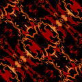 Close-up of abstract acrylic pour with swirling crimson, black, and white resembling marble, arranged in a diamond symmetry pattern.