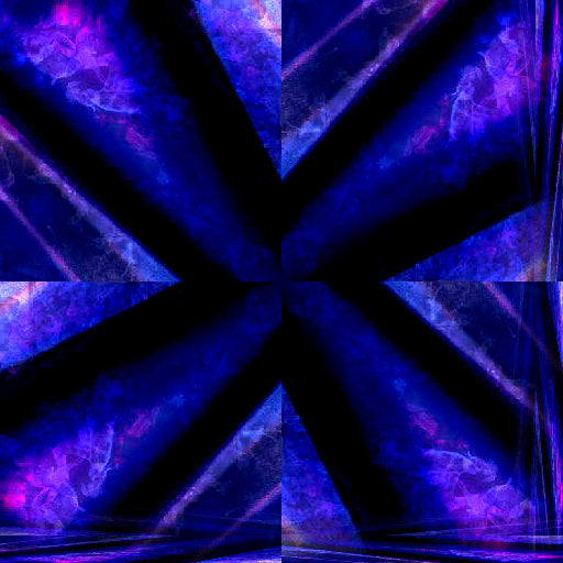 Close-up of abstract purple and blue AI-generated patterns with metallic shimmer, arranged in rotation symmetry on self-adhesive wallpaper.