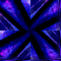 Close-up of abstract purple and blue AI-generated patterns with metallic shimmer, arranged in rotation symmetry on self-adhesive wallpaper.