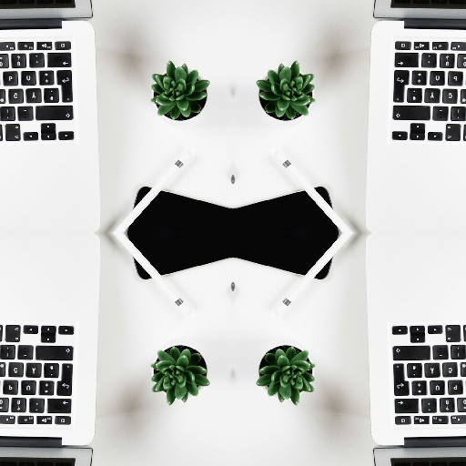 A sophisticated Mirror symmetry pattern of white arithmetic numbers and symbols on a dark gray background.