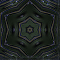 A seamless kaleidoscope pattern of golden 3D isometric prisms and metallic geometric shapes radiating from a central point.