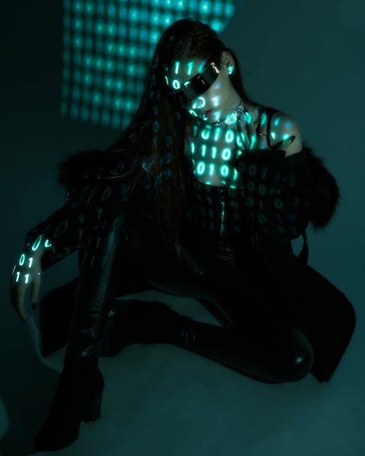 Seamless diamond wallpaper pattern — Glitch by wallpaper⁶ — base photo: Dark futuristic portrait of a woman wearing sunglasses with binary code projection.