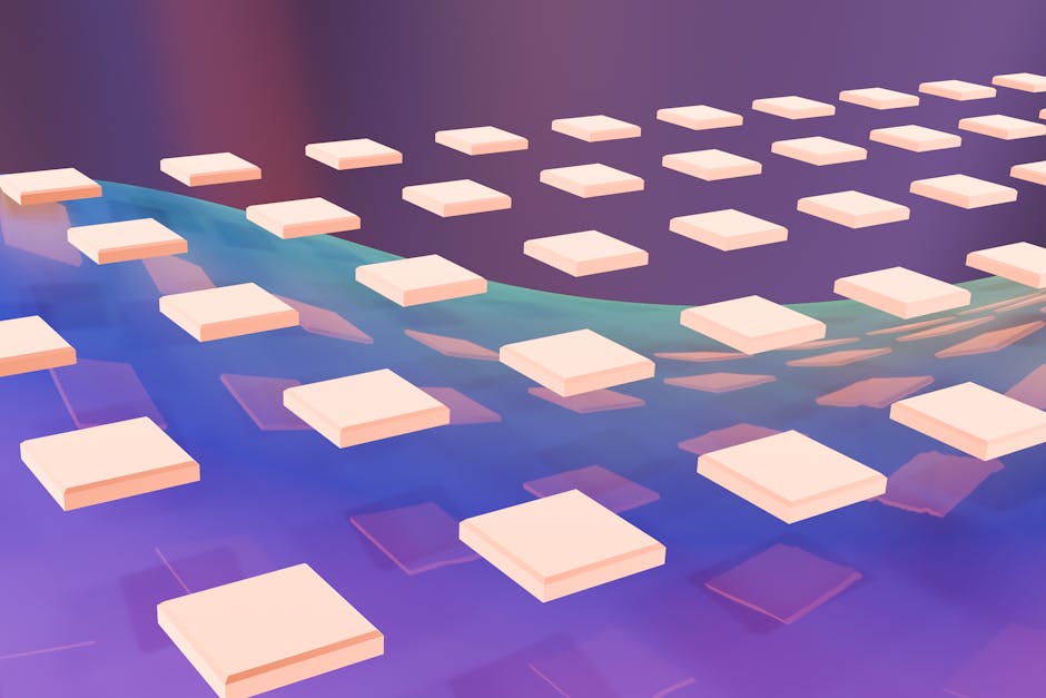 Seamless rotation wallpaper pattern — Algebra by wallpaper⁶ — base photo: A vibrant abstract design featuring floating squares on a colorful gradient background.