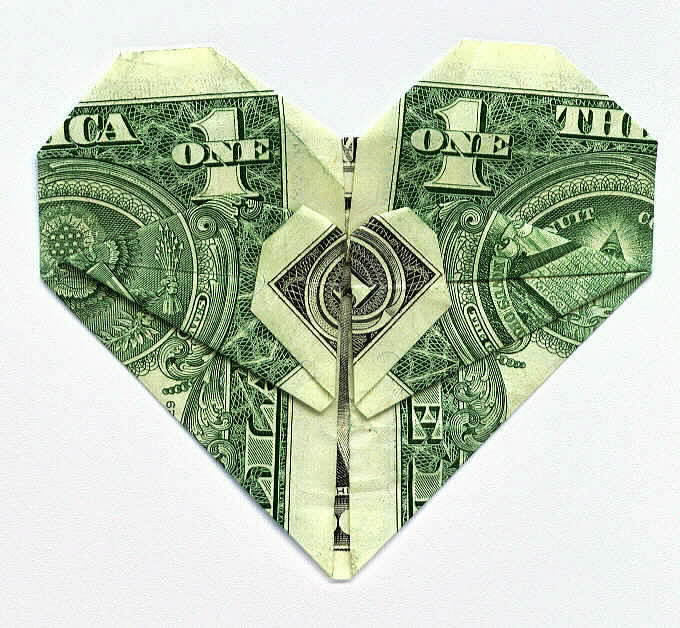 Seamless diamond wallpaper pattern — Origami by wallpaper⁶ — base photo: File:Dollar Heart - Flickr - cmpalmer.jpg