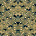 Close-up of a microchip circuit board with intricate electronic patterns, forming a seamless repeat for AI-themed brick wallpaper.