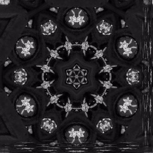 A mesmerizing kaleidoscope pattern derived from colorful neo-gothic stained glass, featuring intricate geometric shapes and rich jewel tones.